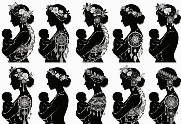 Boho Mom Baby Graphics for Crafts