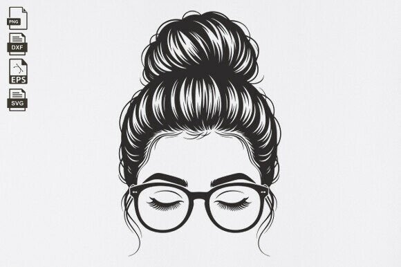 Messy Bun Face Clipart for Crafts and Graphics