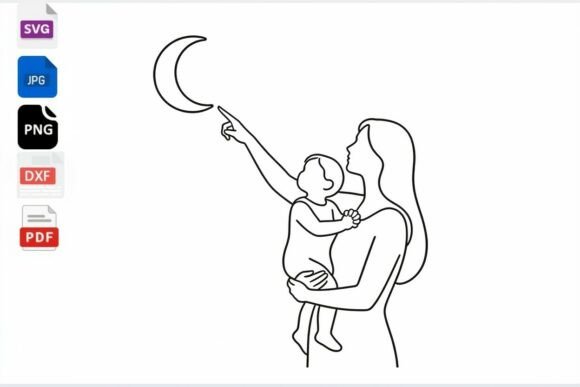 Mom and Baby Moon Graphics for Crafts