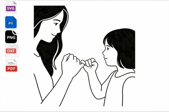 Mom and Child Pinky Promise: Graphics for Crafts
