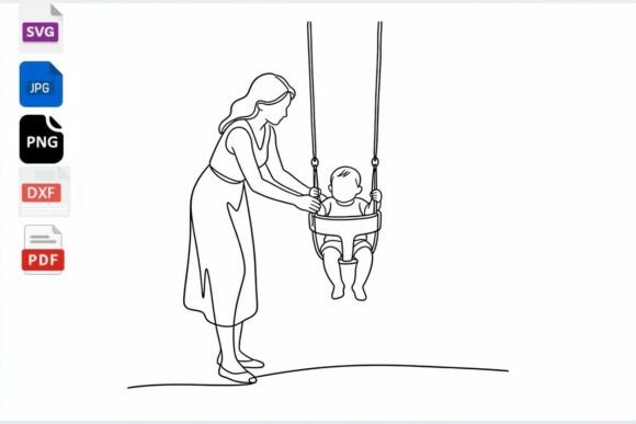 Mom & Baby Swing SVG for Crafts and Graphics