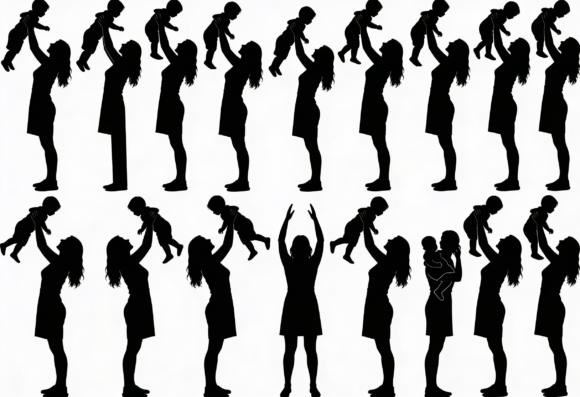 Mom Holding Baby Silhouette Clipart: A Designer's Review