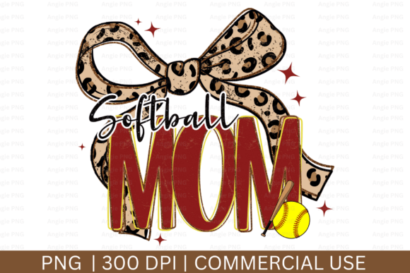 Preppy Softball Mom PNG: Graphics for Crafts