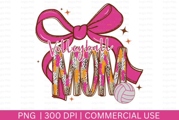 Preppy Volleyball Mom PNG: Graphics for Crafts
