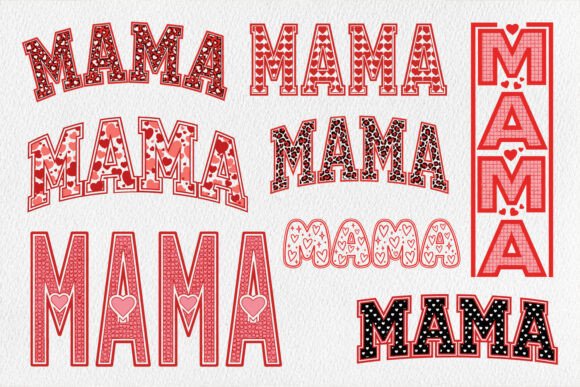 Valentine Red Heart Varsity Mama: Graphics for Crafts